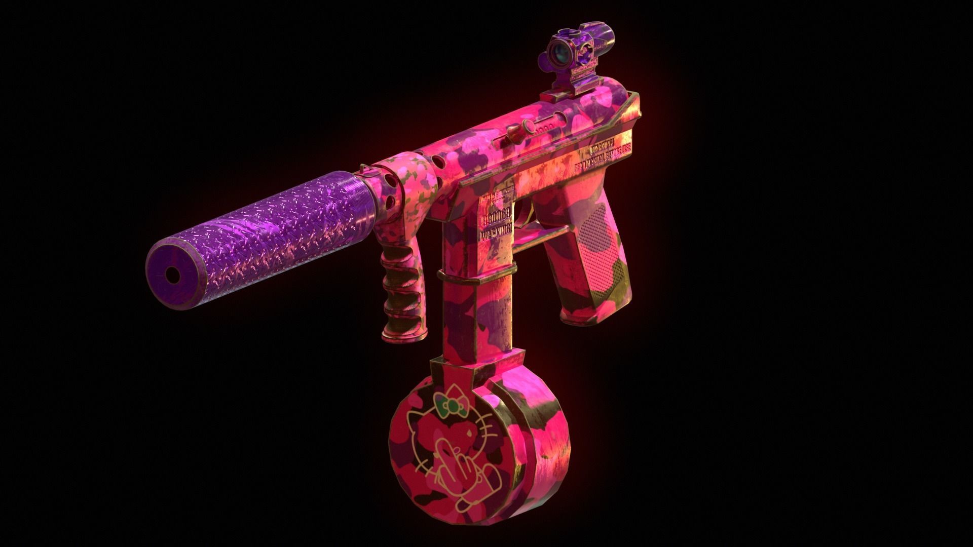 Stylized Tec-9 with silencer and scope Low-poly 3D model_3