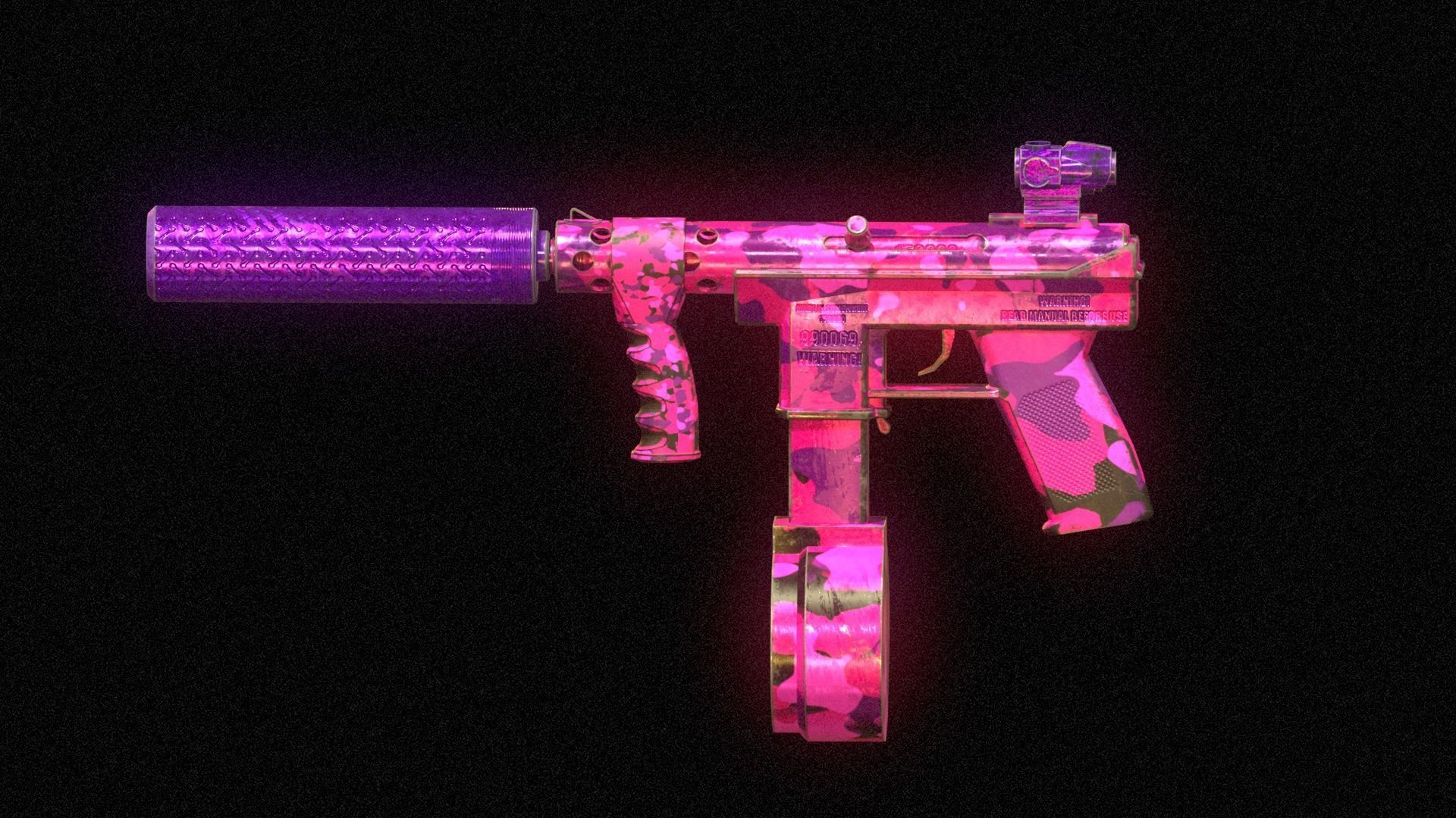 Stylized Tec-9 with silencer and scope Low-poly 3D model_2