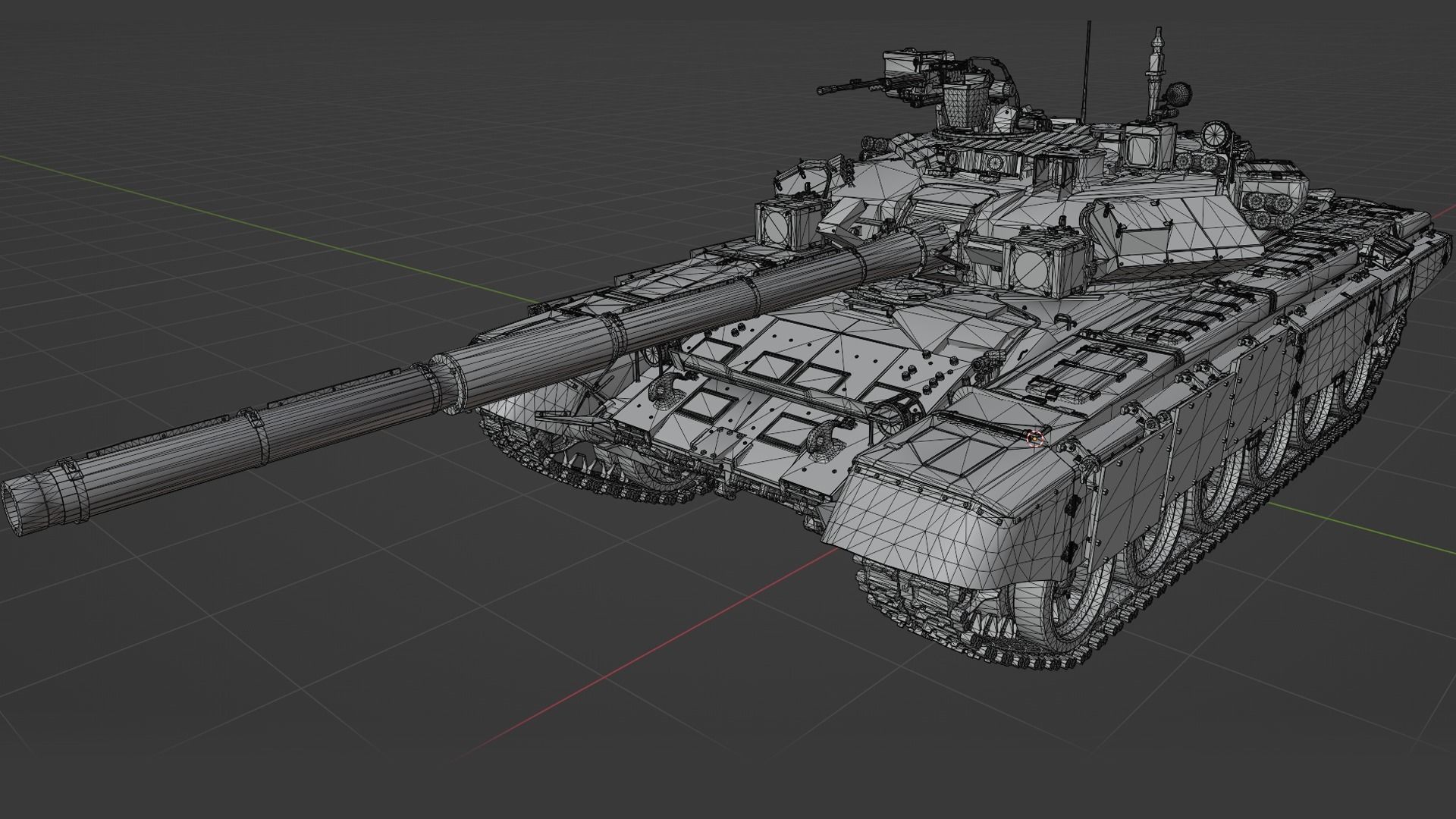 T90 MBT Undrivible Low-poly 3D model_16