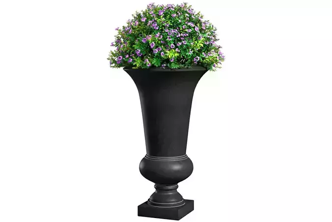 Flowers  in modern Urn Planter ArtDeco style Patio Plant Porch 