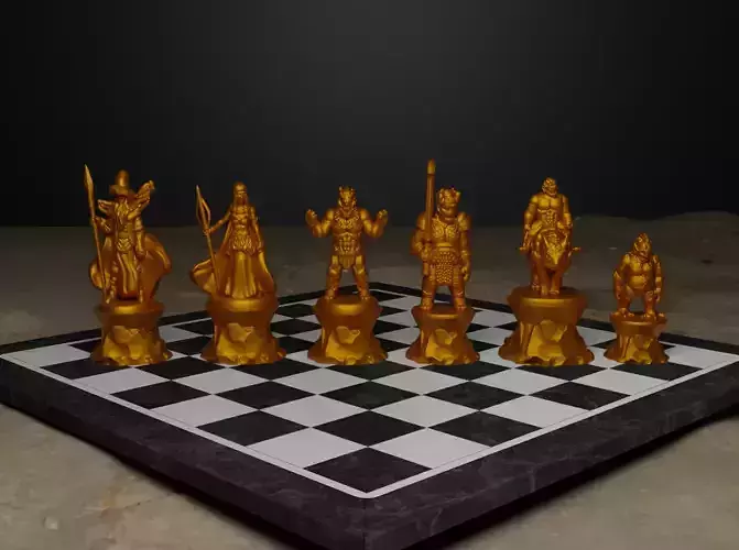 Troll Goblin Characters Chess Set - Different 6 Chess Pieces 3D print model