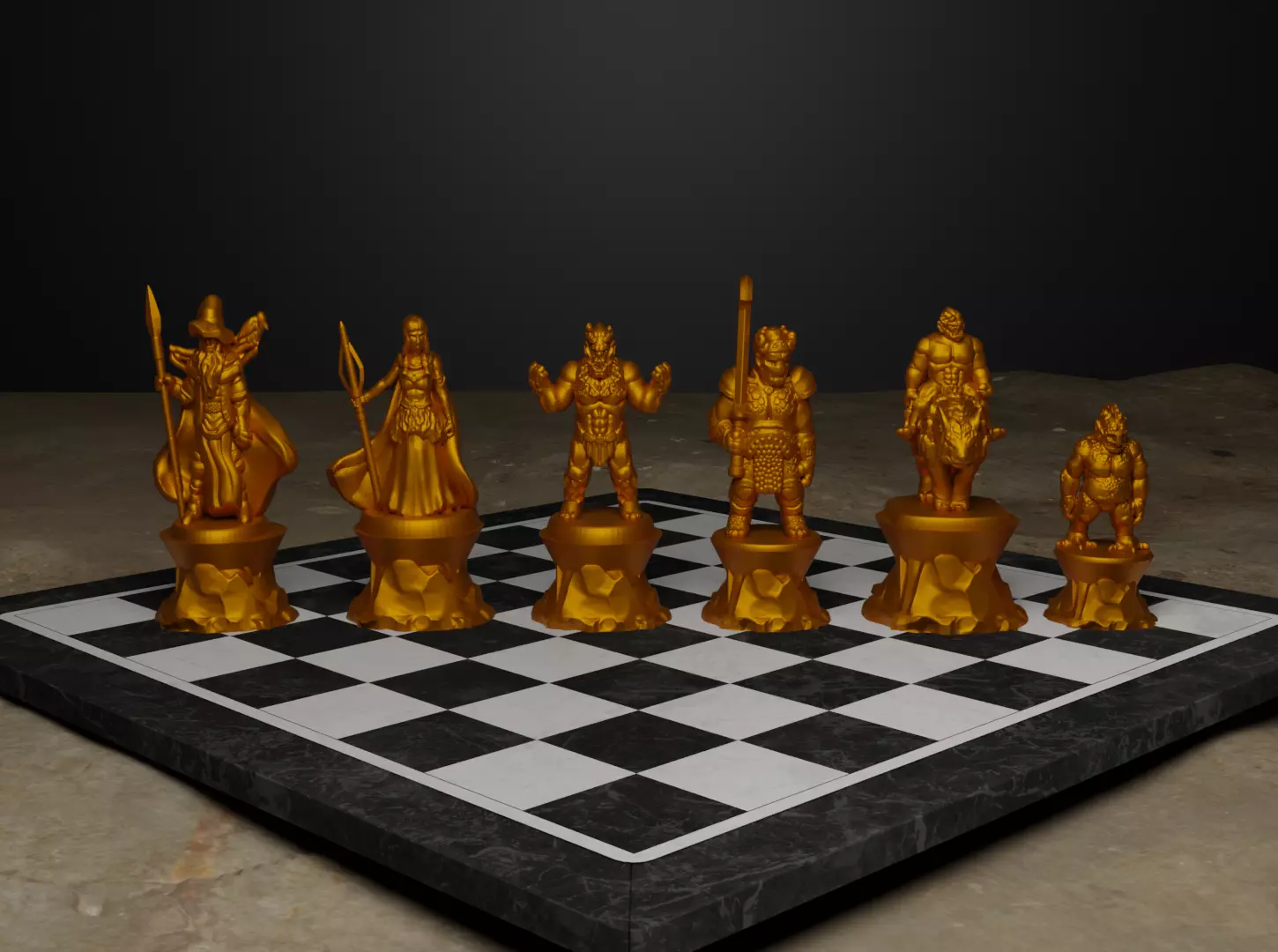 Troll Goblin Characters Chess Set - Different 6 Chess Pieces 3D print model