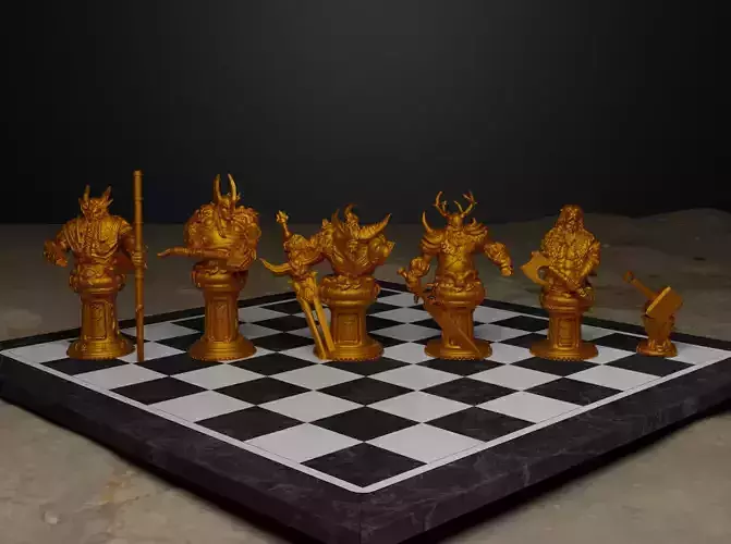 Medieval Viking  Figure Chess Set - Viking Character 3D print model