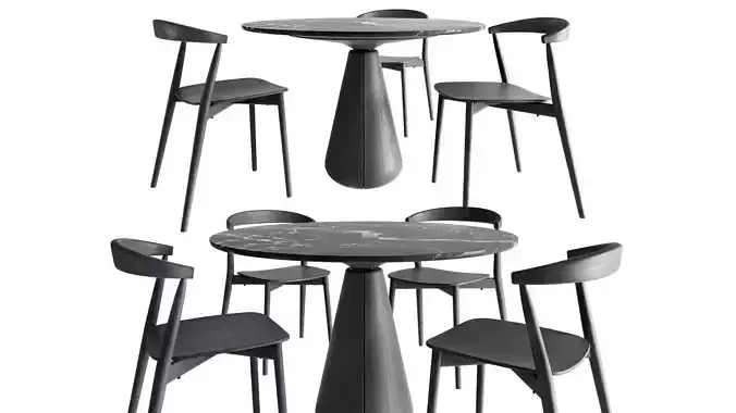 Udukkai Circular Table and Newood Light Side Chair