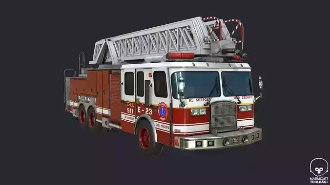 Pbr Fire Truck - Fire Engine Low-poly 3D model
