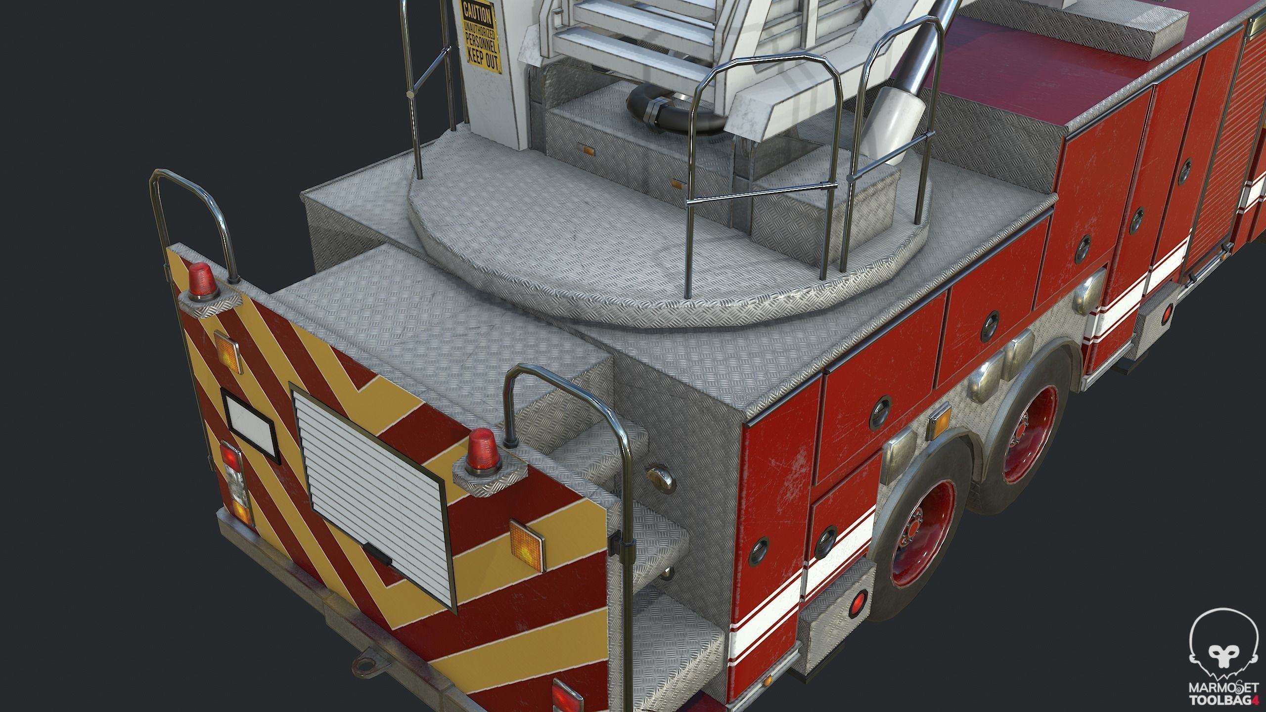 Pbr Fire Truck - Fire Engine Low-poly 3D model_11