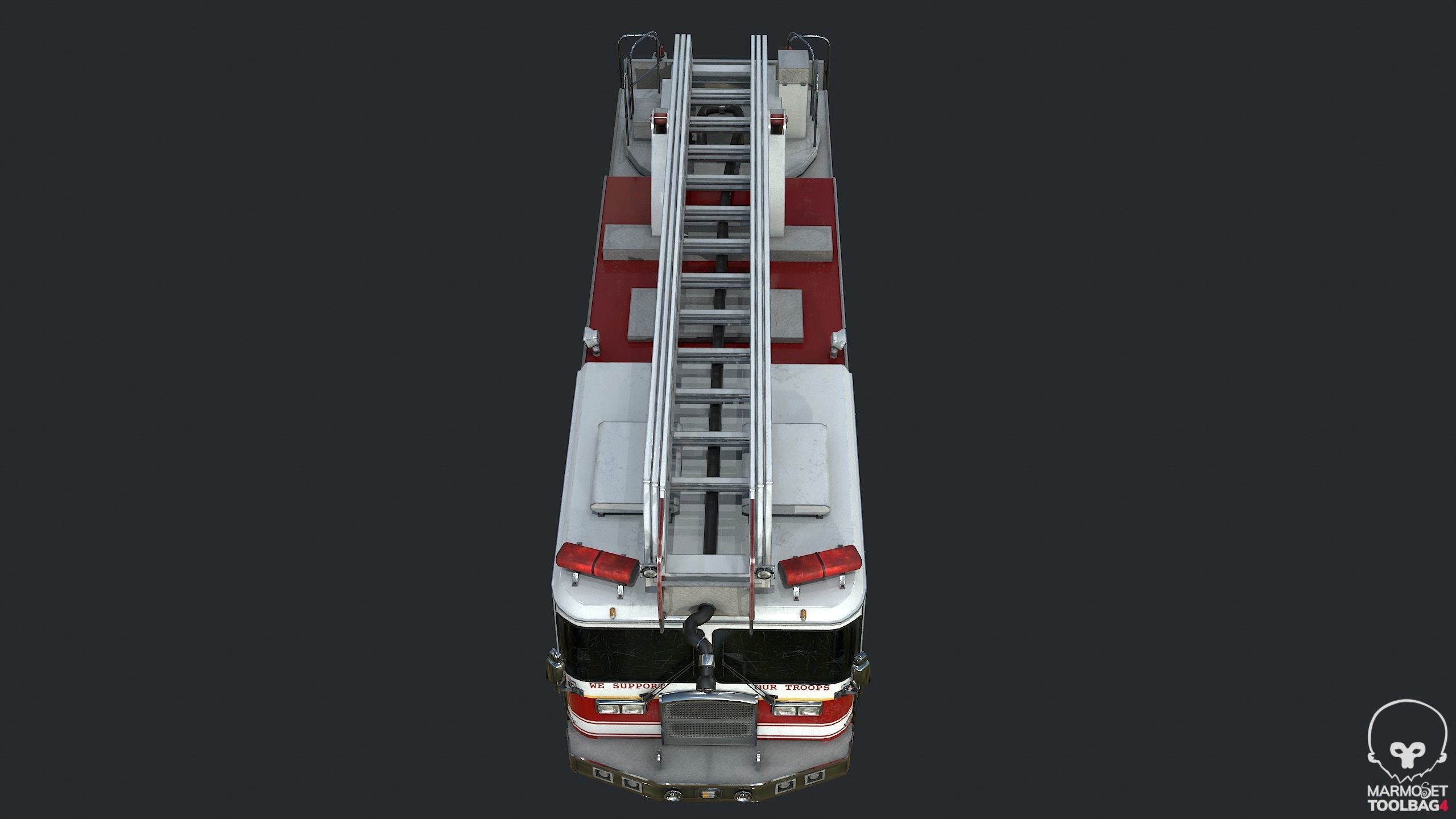 Pbr Fire Truck - Fire Engine Low-poly 3D model_10