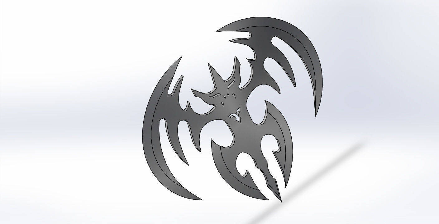 bat ninja weapon knife blade 3D model_1