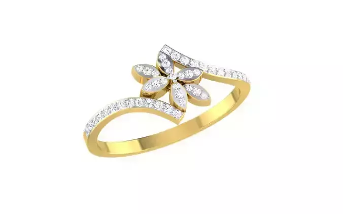 Light Weight Gold Diamond Rings-EZ R-4