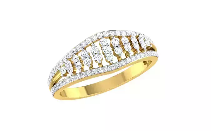 Light Weight Gold Diamond Rings-EZ R-6