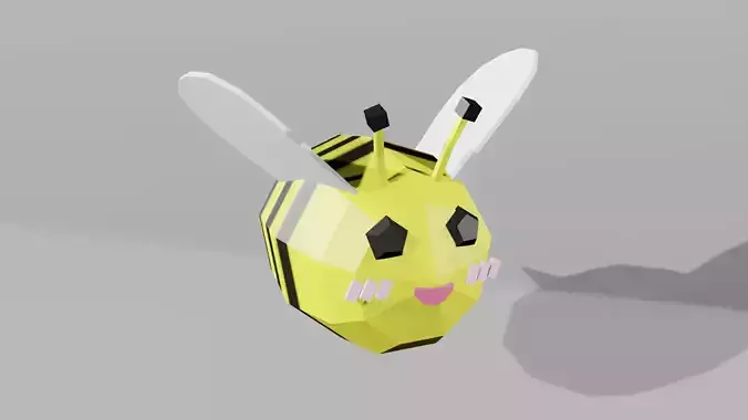 Happy Bee Low-poly 3D model