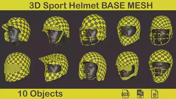 3D Sport Helmet Base Mesh 3D model