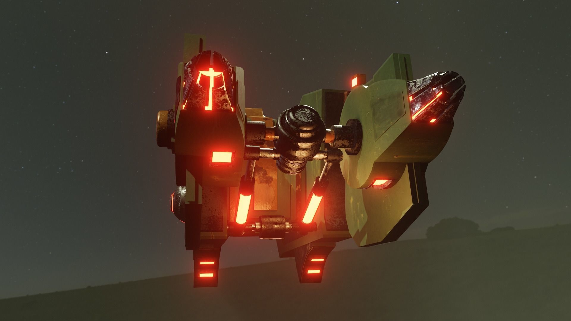 War Spaceship Low-poly 3D model_5