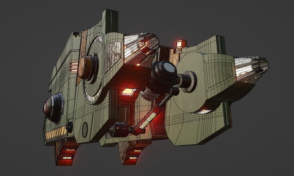 War Spaceship Low-poly 3D model_14