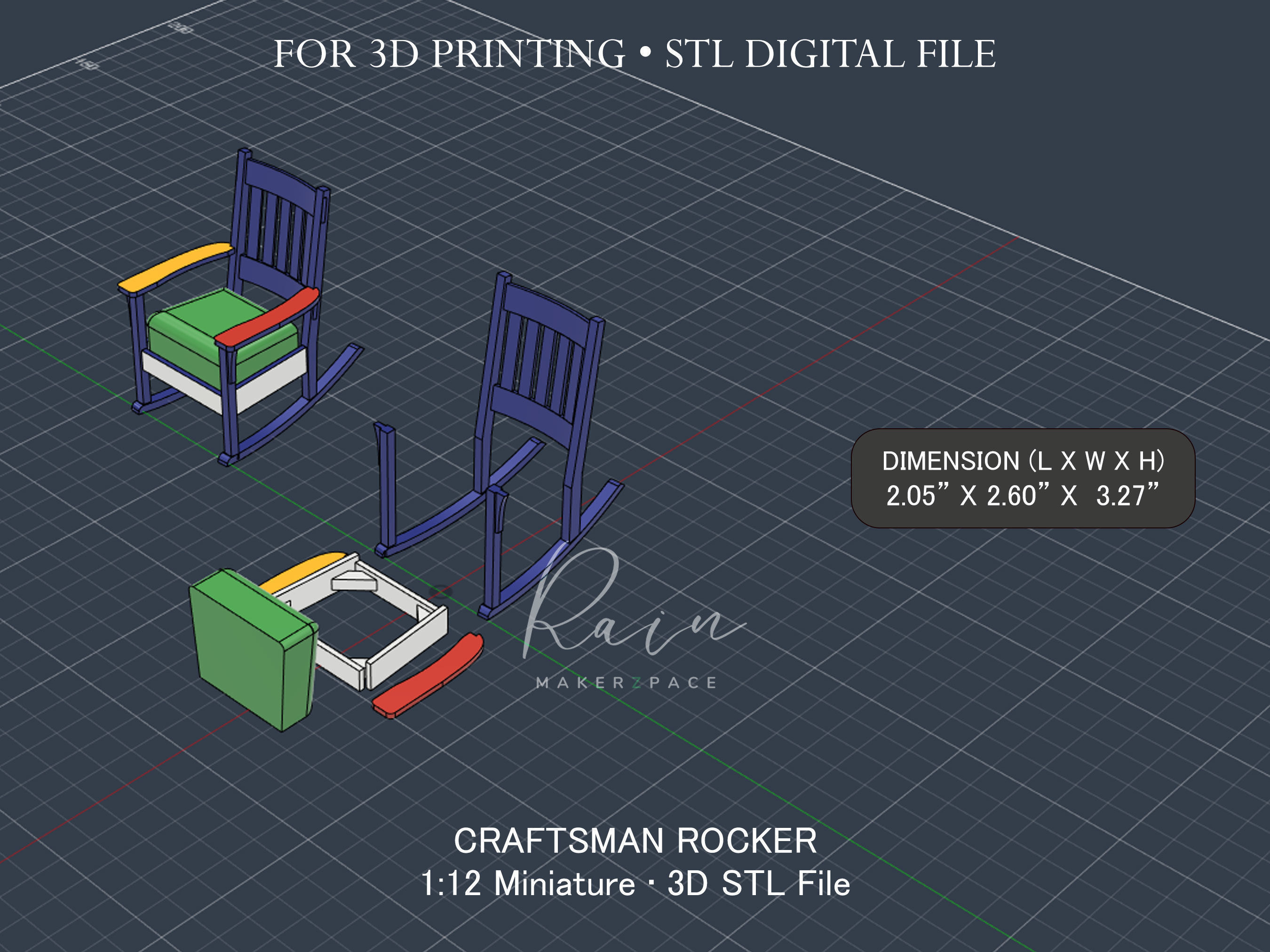 Miniature Hospital Craftsman Rocker  3D print model_2