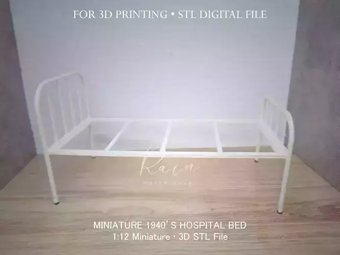 Miniature Retro Vintage Hospital Bed 3D print model