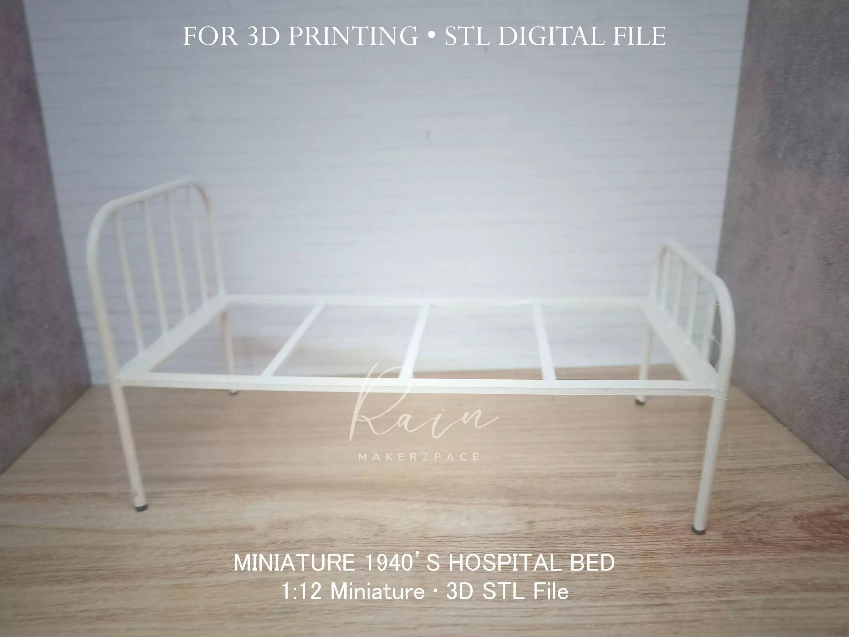 Miniature Retro Vintage Hospital Bed 3D print model_0