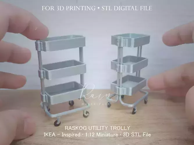 Miniature Ikea-inspired Raskog Utility Trolly 3D print model