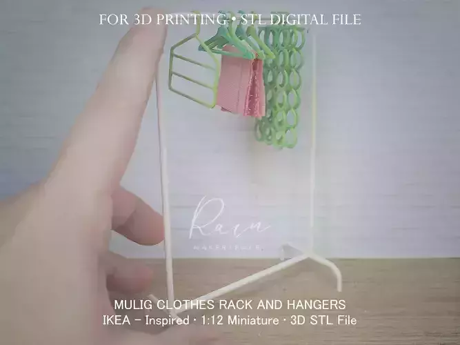 Miniature Ikea-inspired Clothes Rack With 3 Hangers  4  Items  