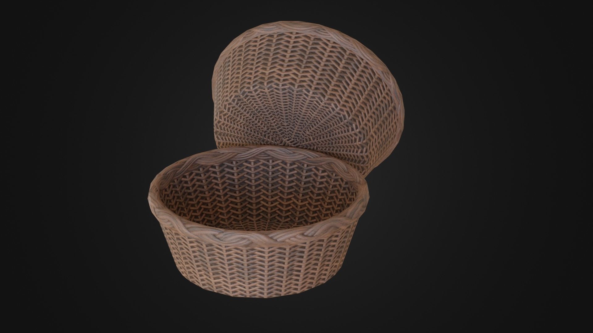 Wicker woven basket Low-poly 3D model_28
