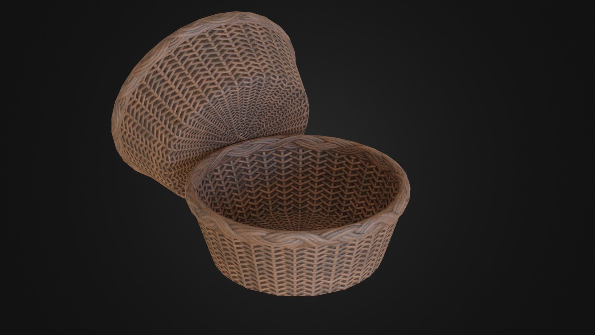 Wicker woven basket Low-poly 3D model_34