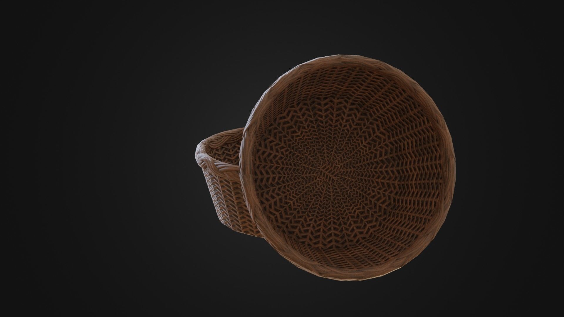 Wicker woven basket Low-poly 3D model_10