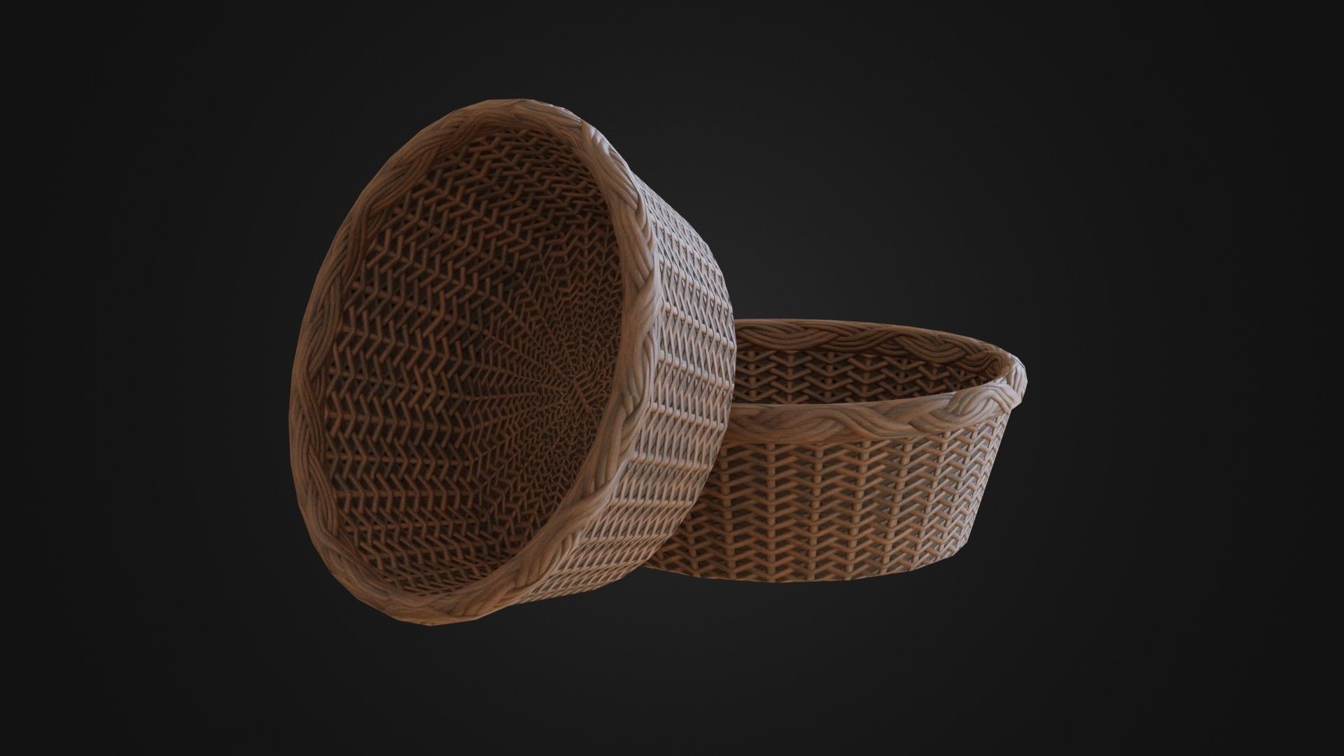 Wicker woven basket Low-poly 3D model_2