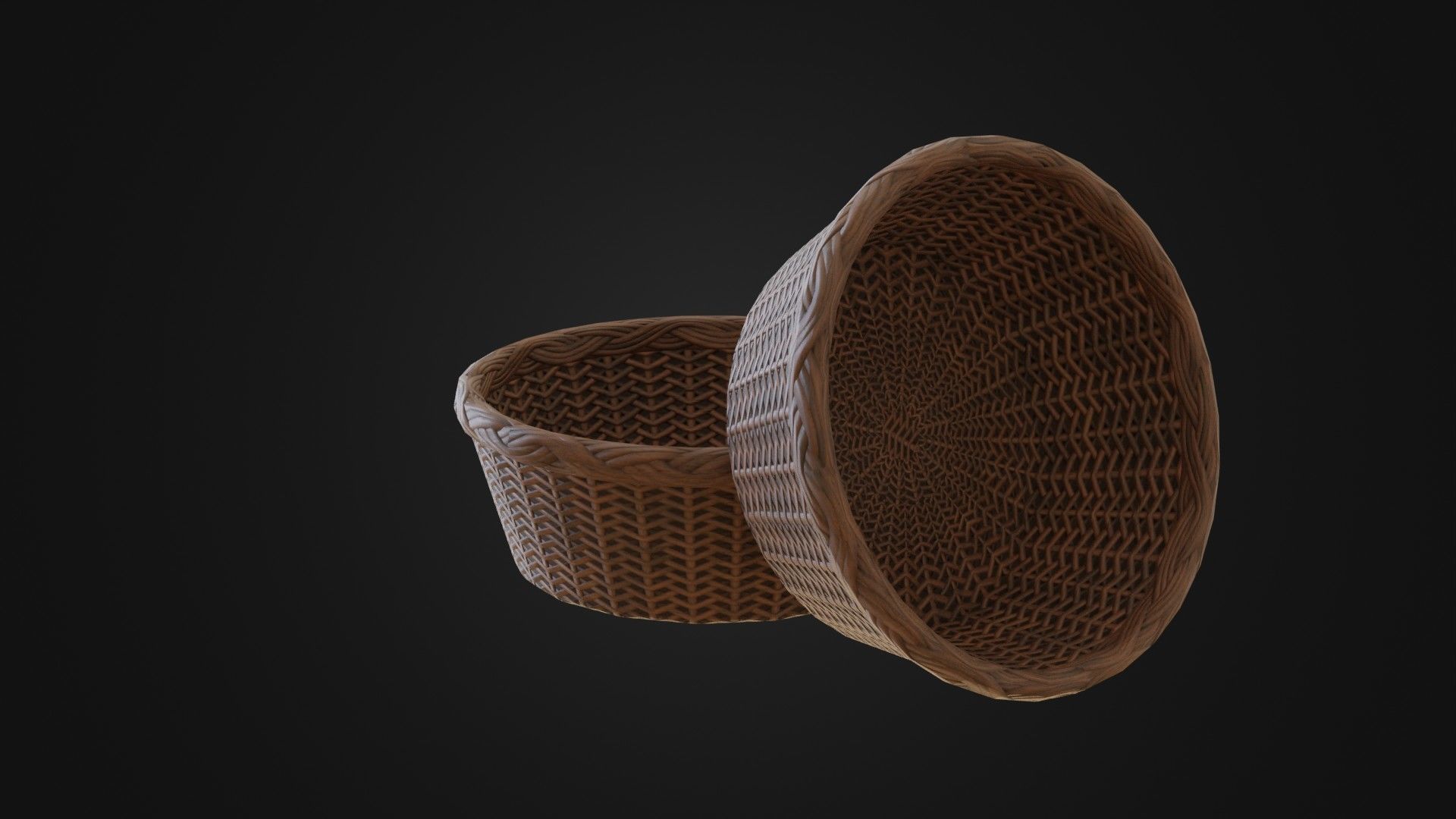 Wicker woven basket Low-poly 3D model_13