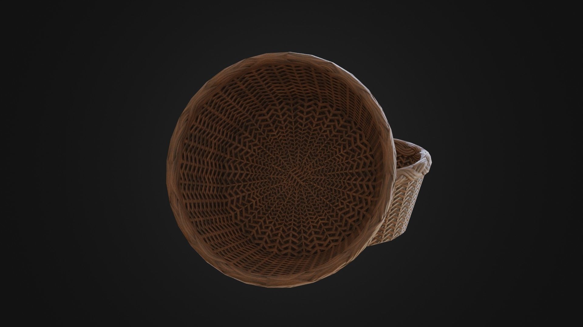 Wicker woven basket Low-poly 3D model_6