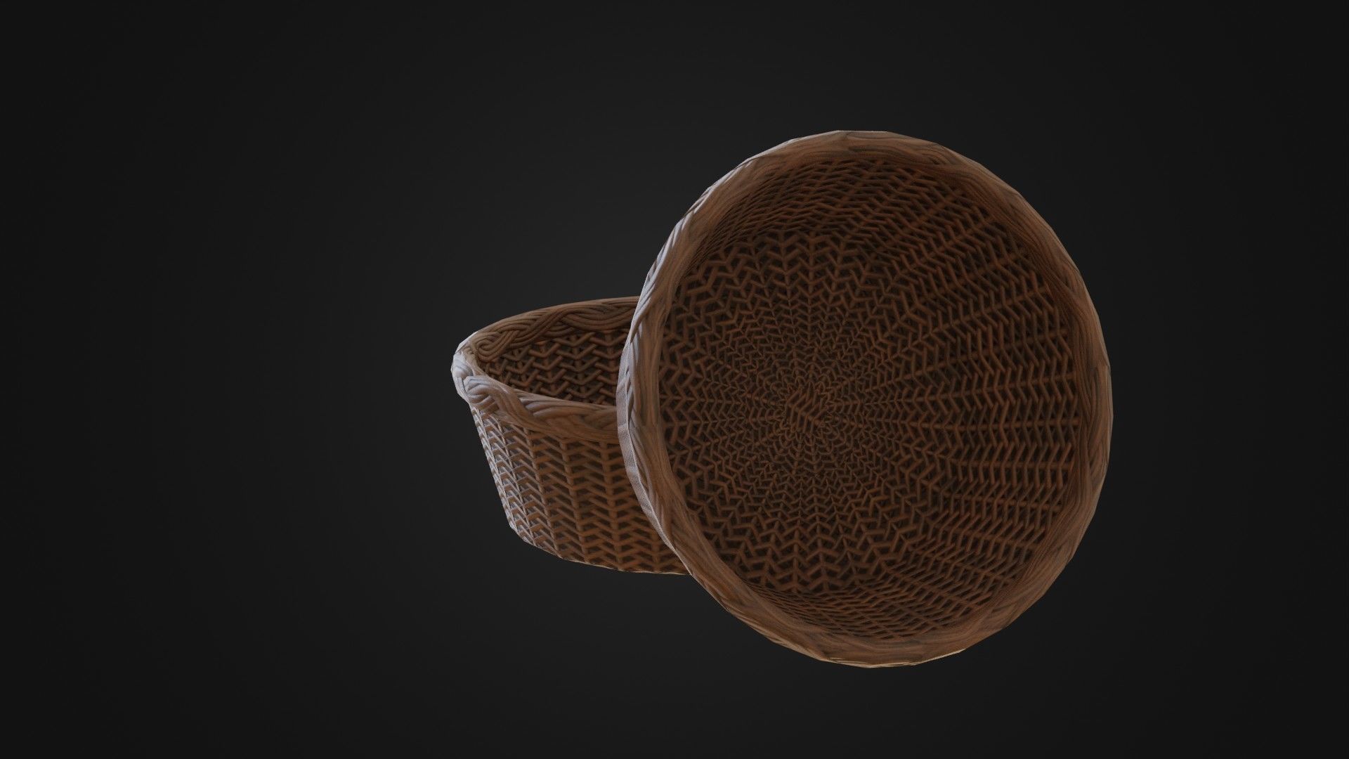 Wicker woven basket Low-poly 3D model_11