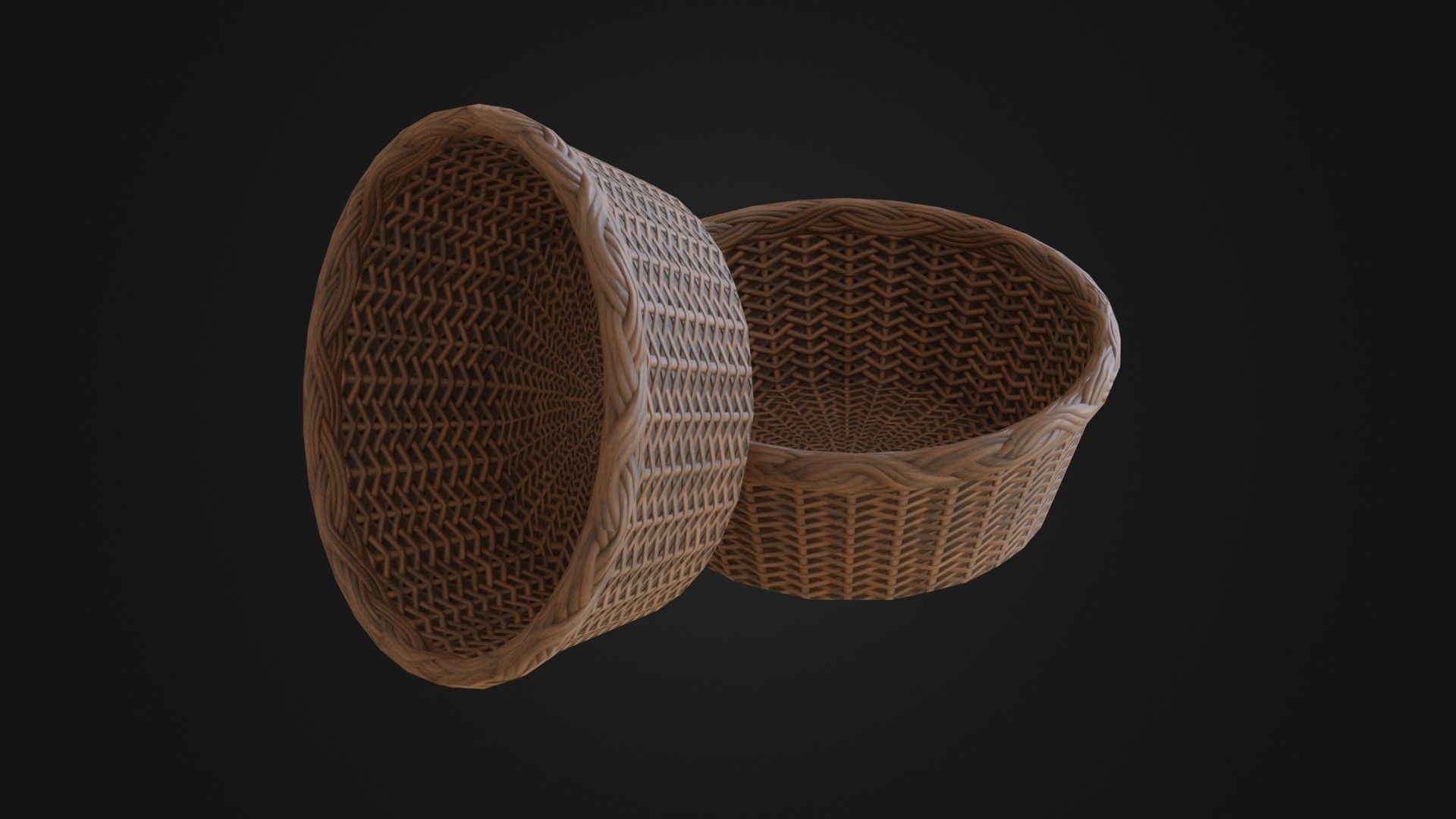 Wicker woven basket Low-poly 3D model_45