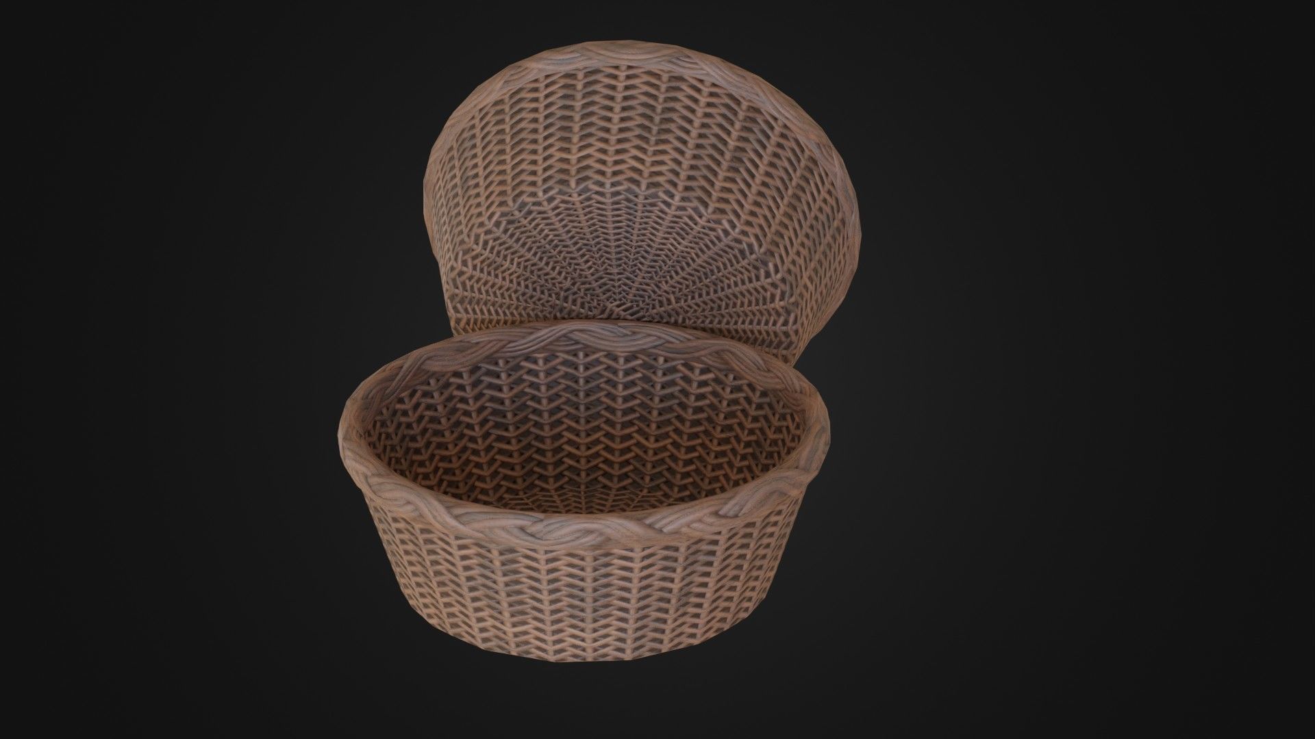 Wicker woven basket Low-poly 3D model_29