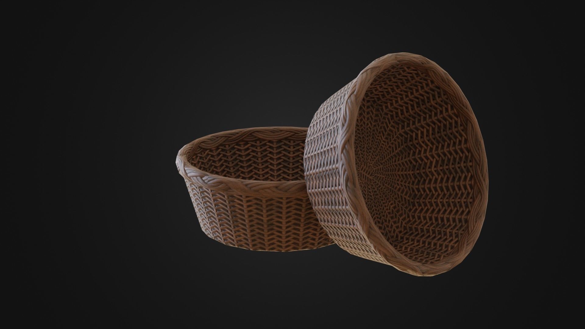 Wicker woven basket Low-poly 3D model_14