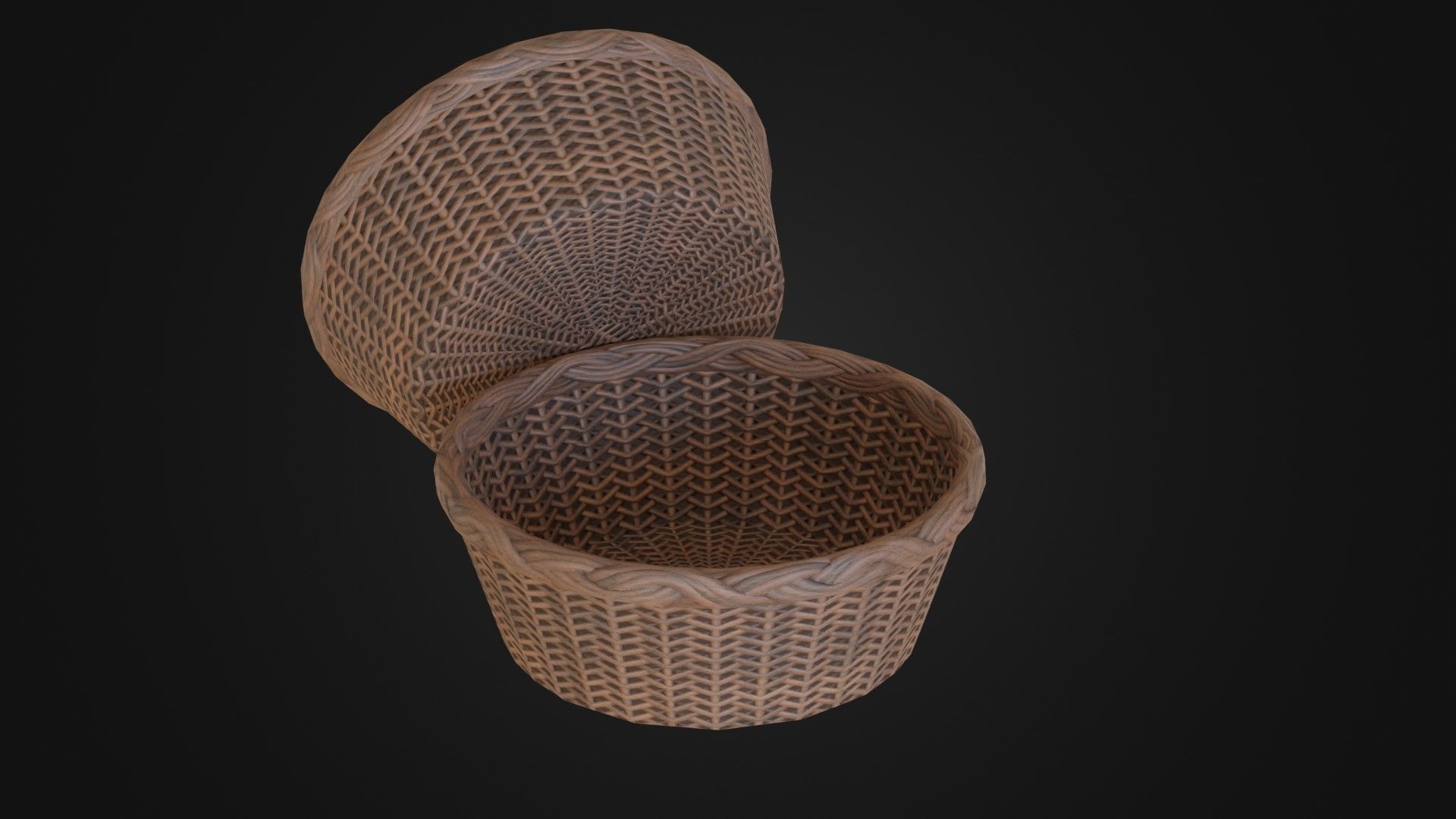 Wicker woven basket Low-poly 3D model_33