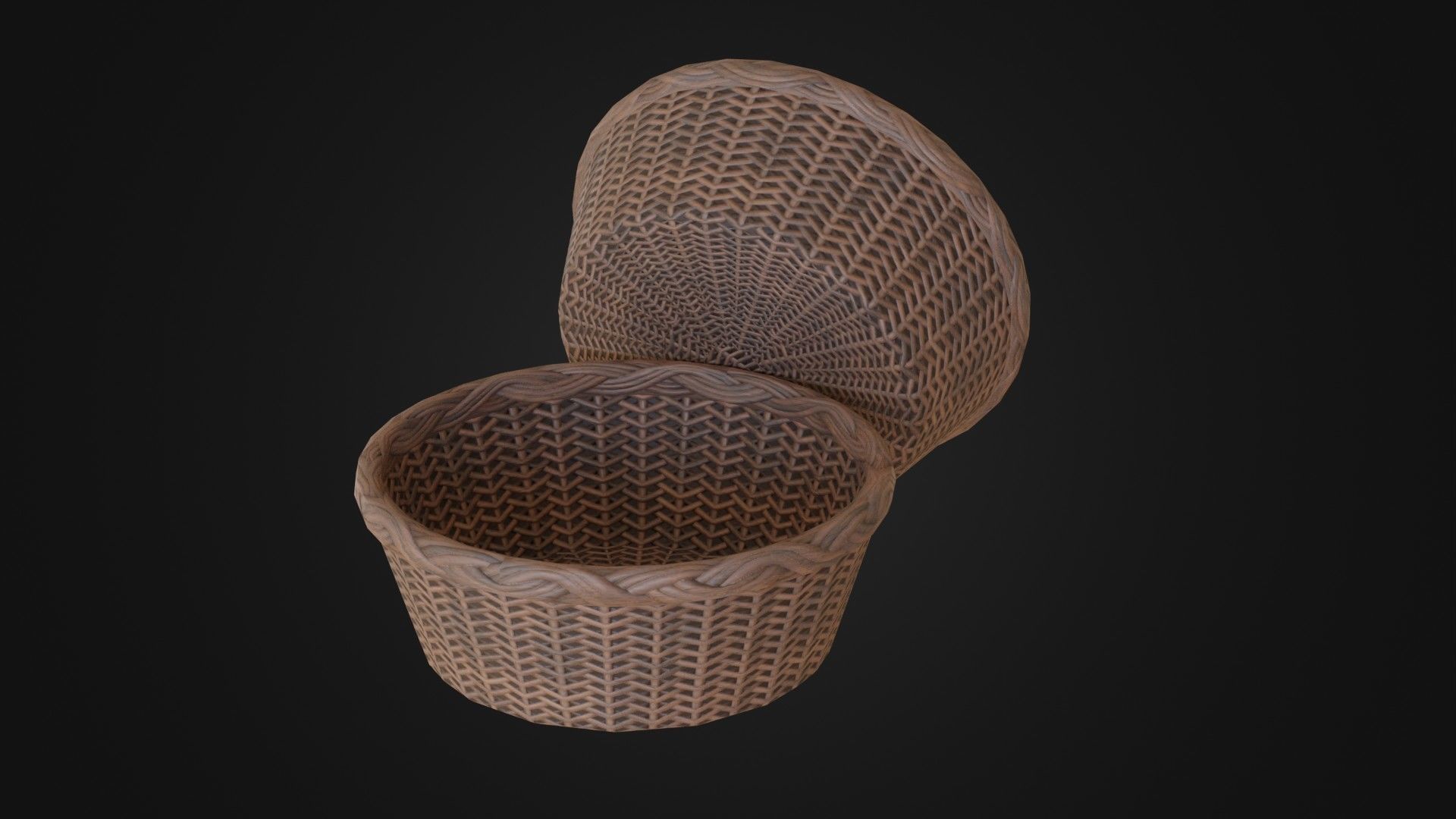 Wicker woven basket Low-poly 3D model_27
