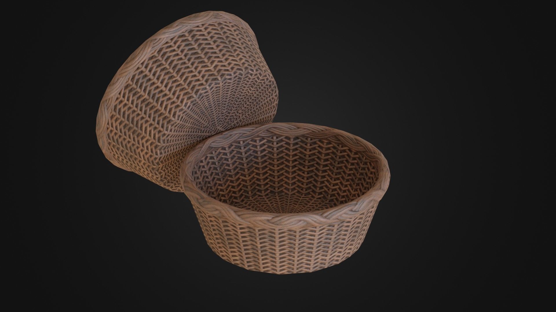 Wicker woven basket Low-poly 3D model_35