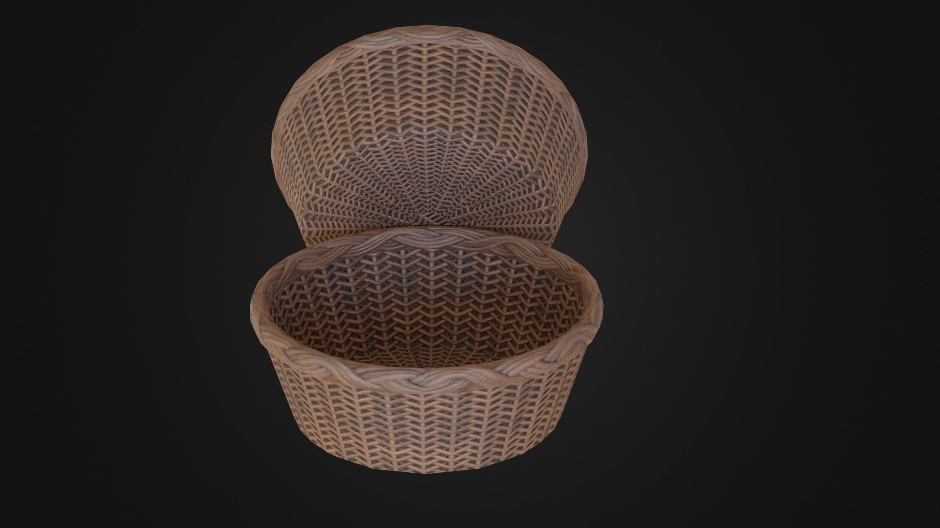 Wicker woven basket Low-poly 3D model_30