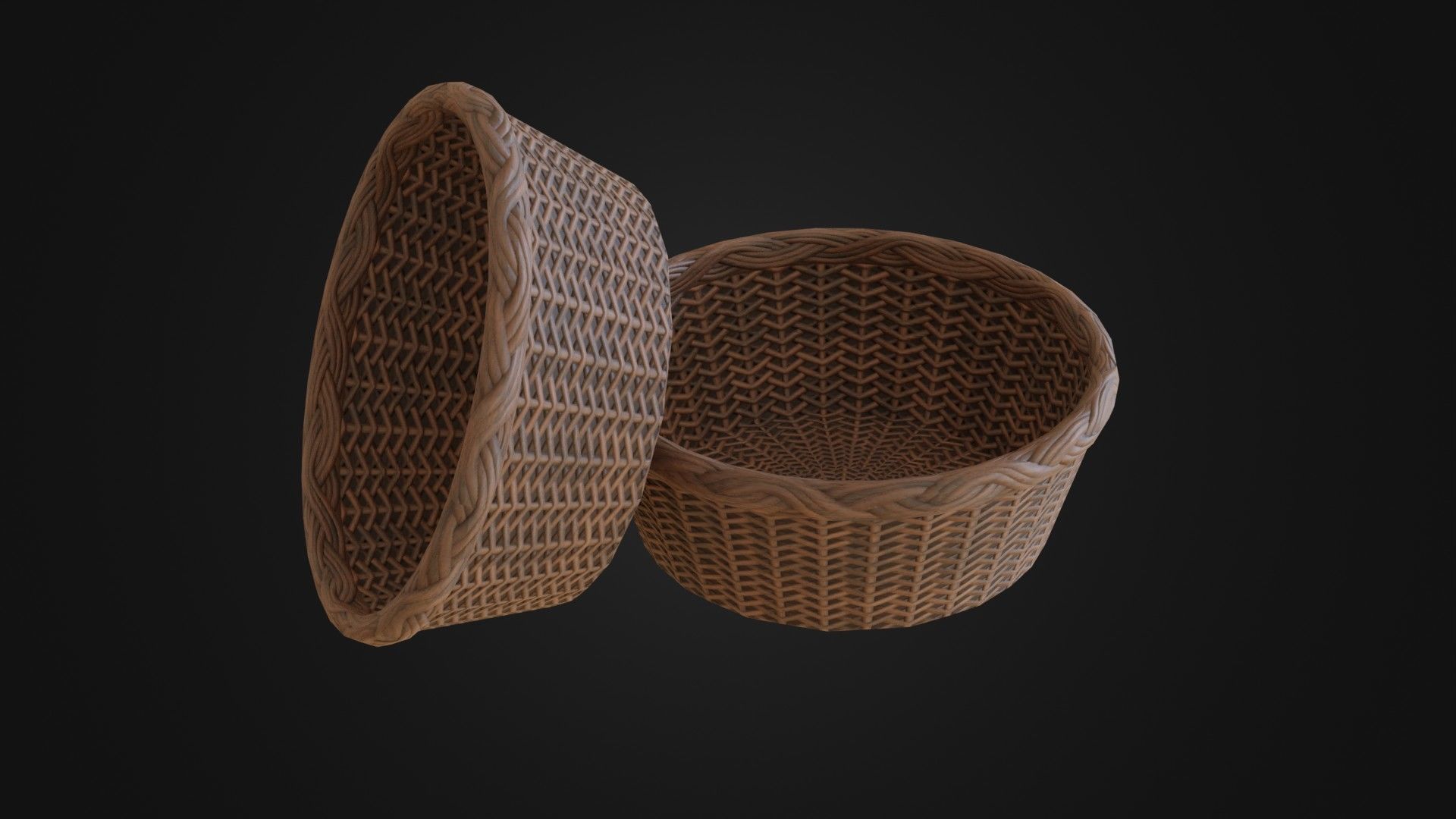 Wicker woven basket Low-poly 3D model_43
