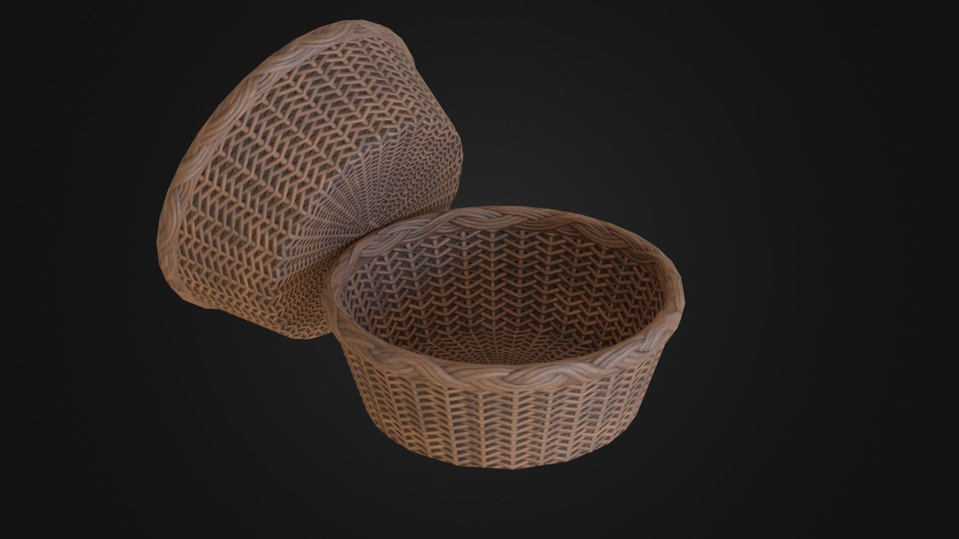 Wicker woven basket Low-poly 3D model_36