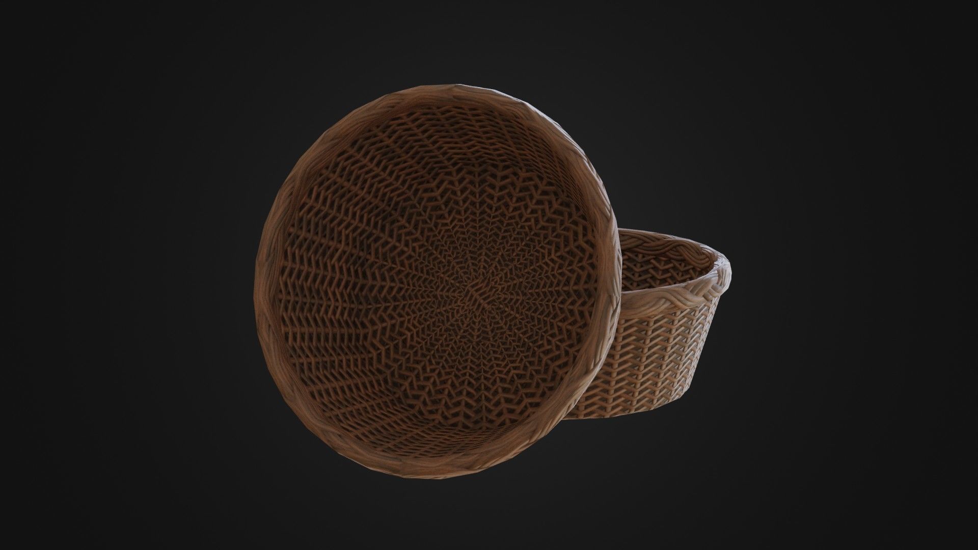 Wicker woven basket Low-poly 3D model_5