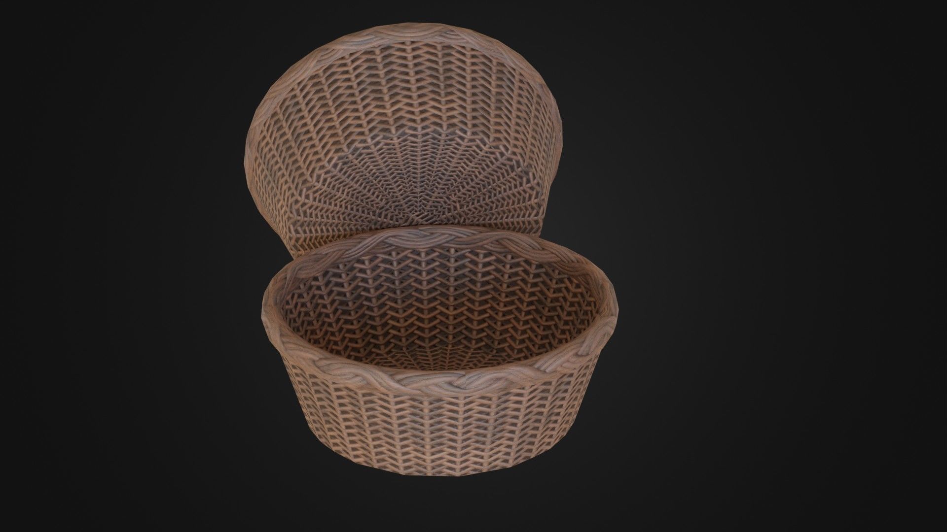 Wicker woven basket Low-poly 3D model_31
