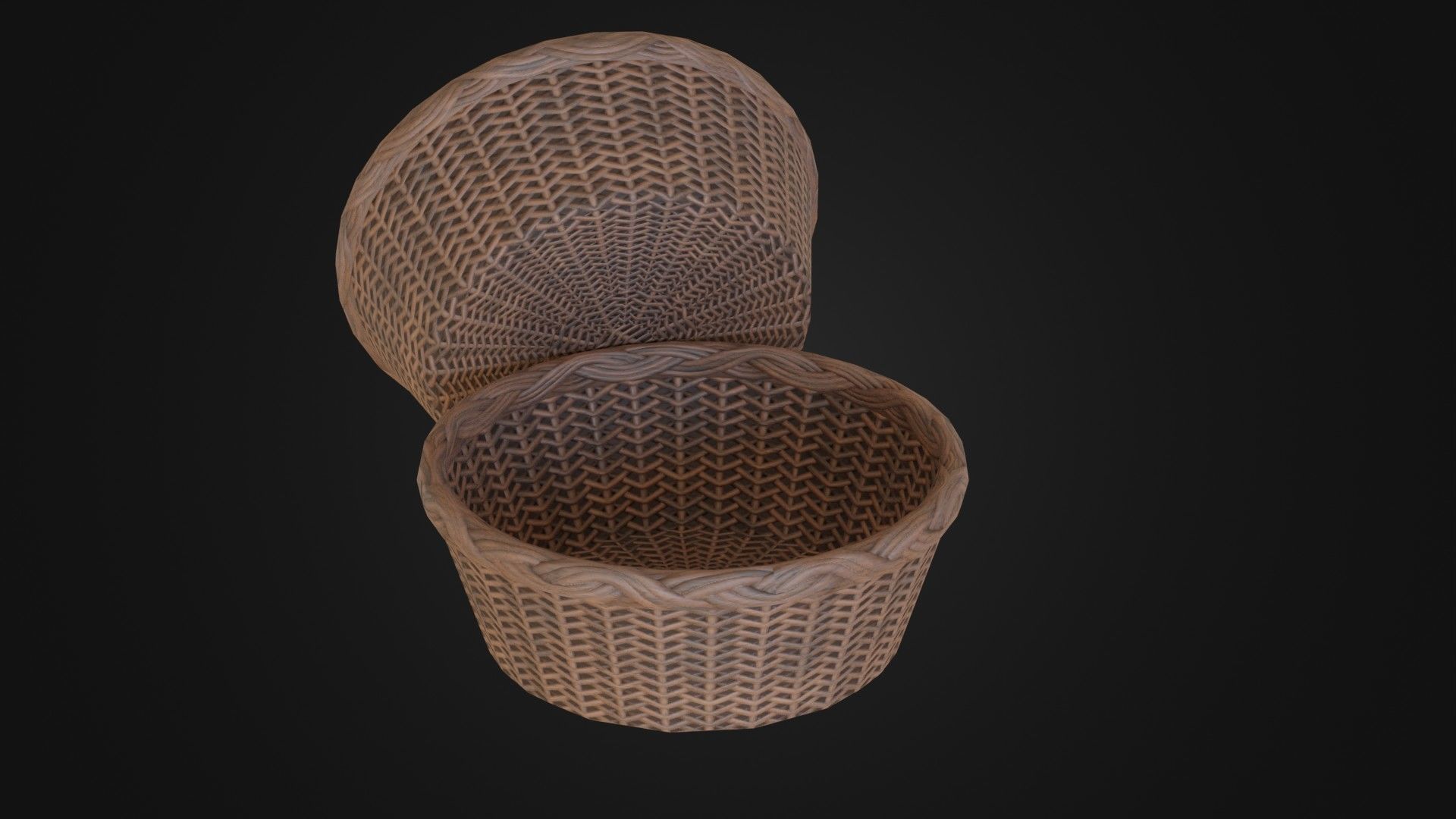 Wicker woven basket Low-poly 3D model_32