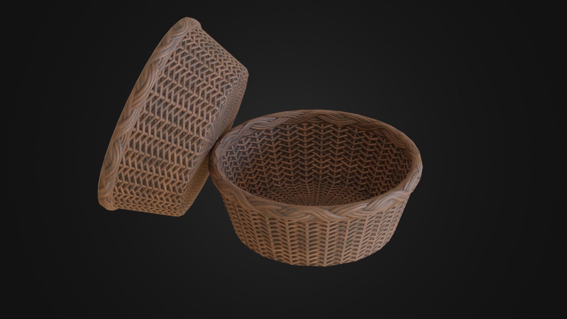 Wicker woven basket Low-poly 3D model_39