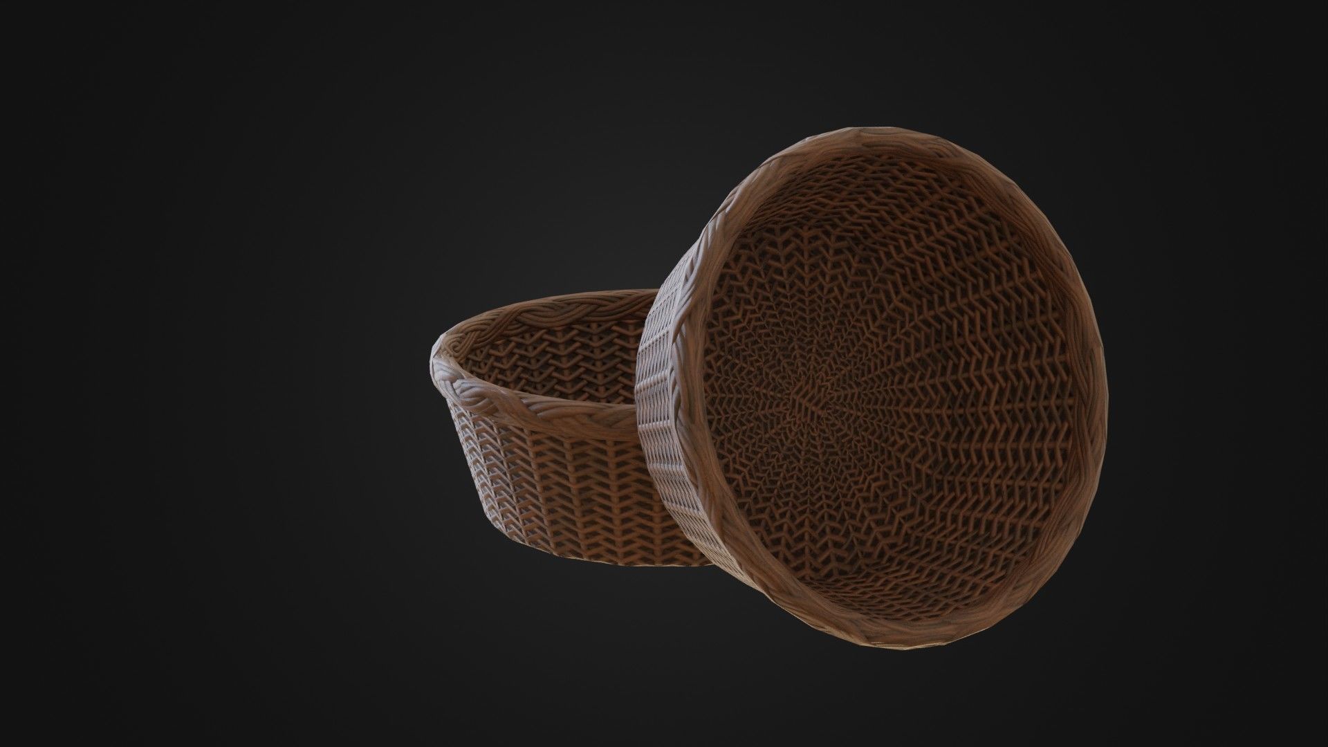 Wicker woven basket Low-poly 3D model_12