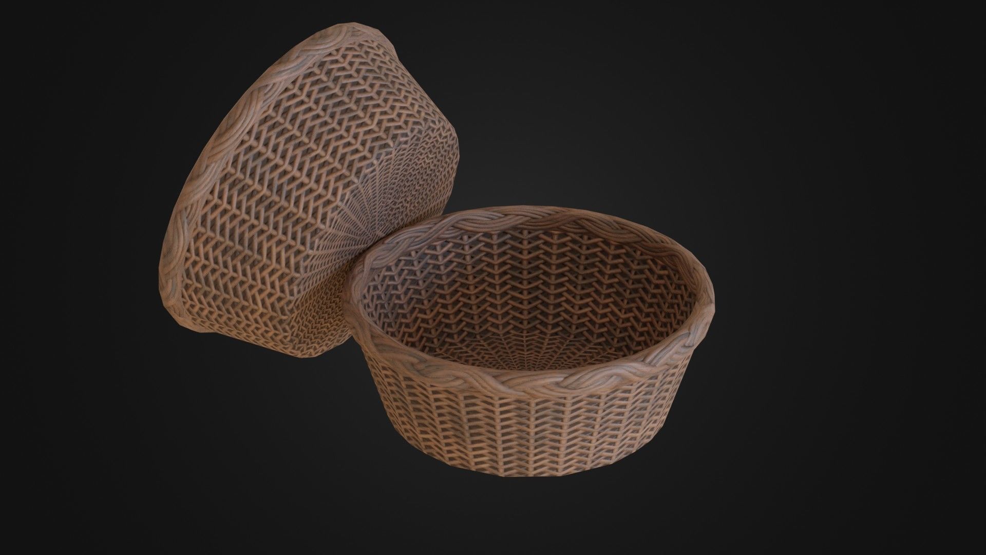 Wicker woven basket Low-poly 3D model_37