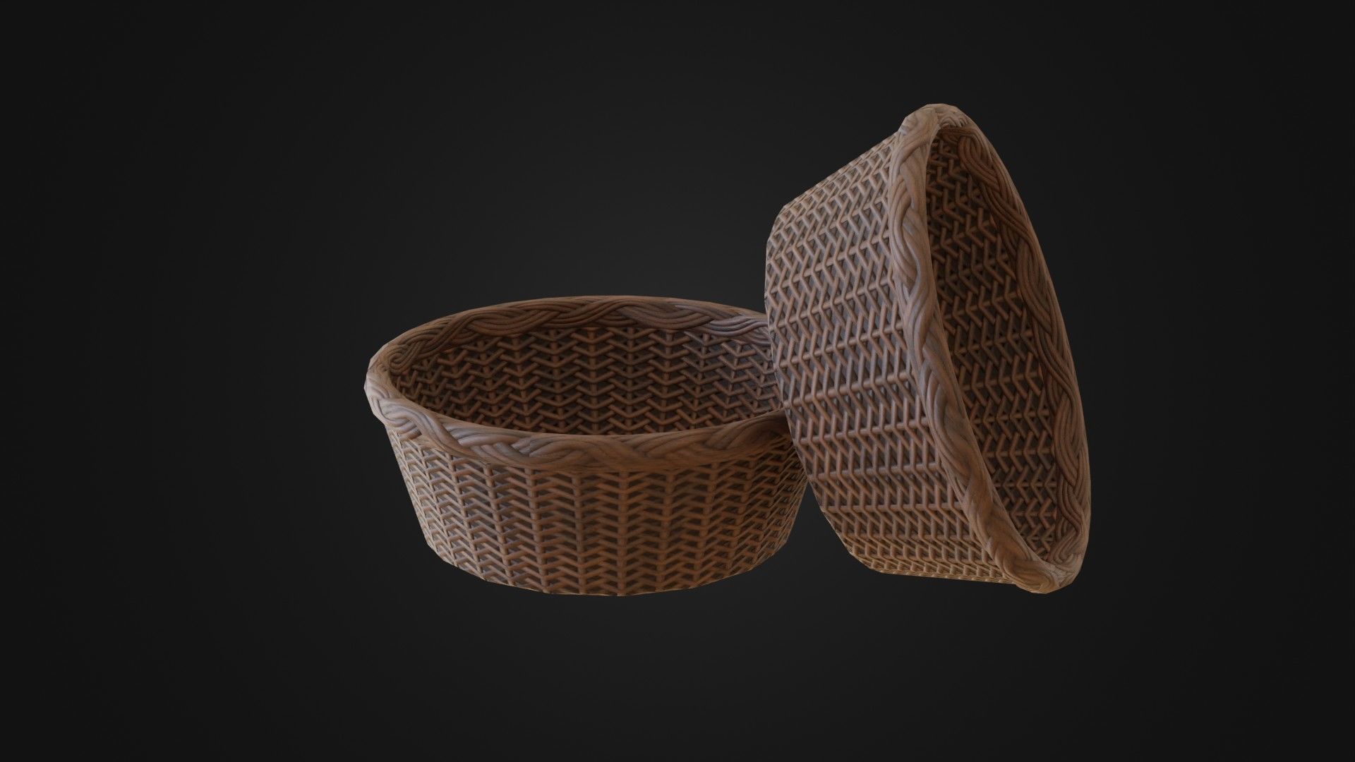 Wicker woven basket Low-poly 3D model_17