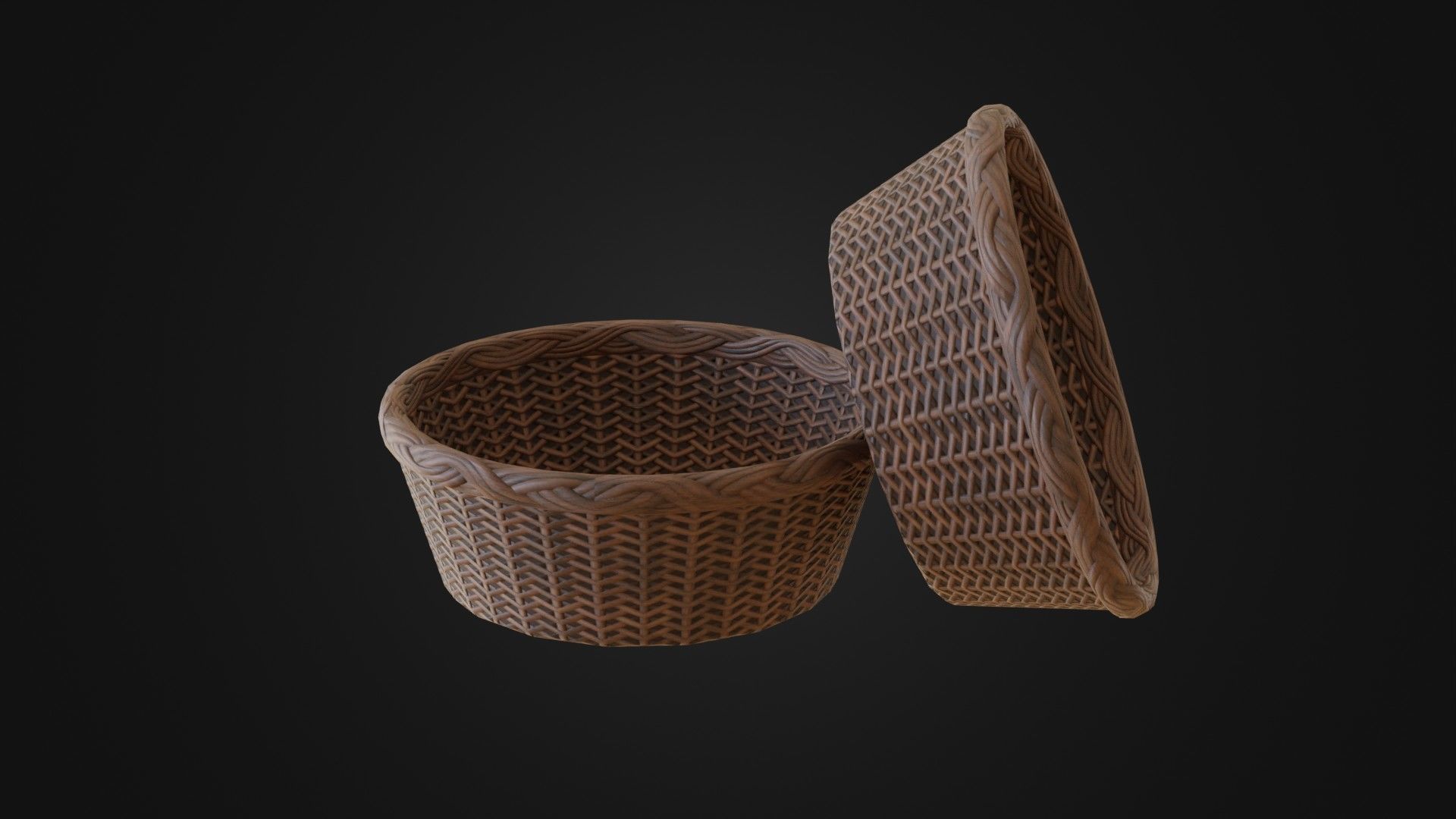 Wicker woven basket Low-poly 3D model_18
