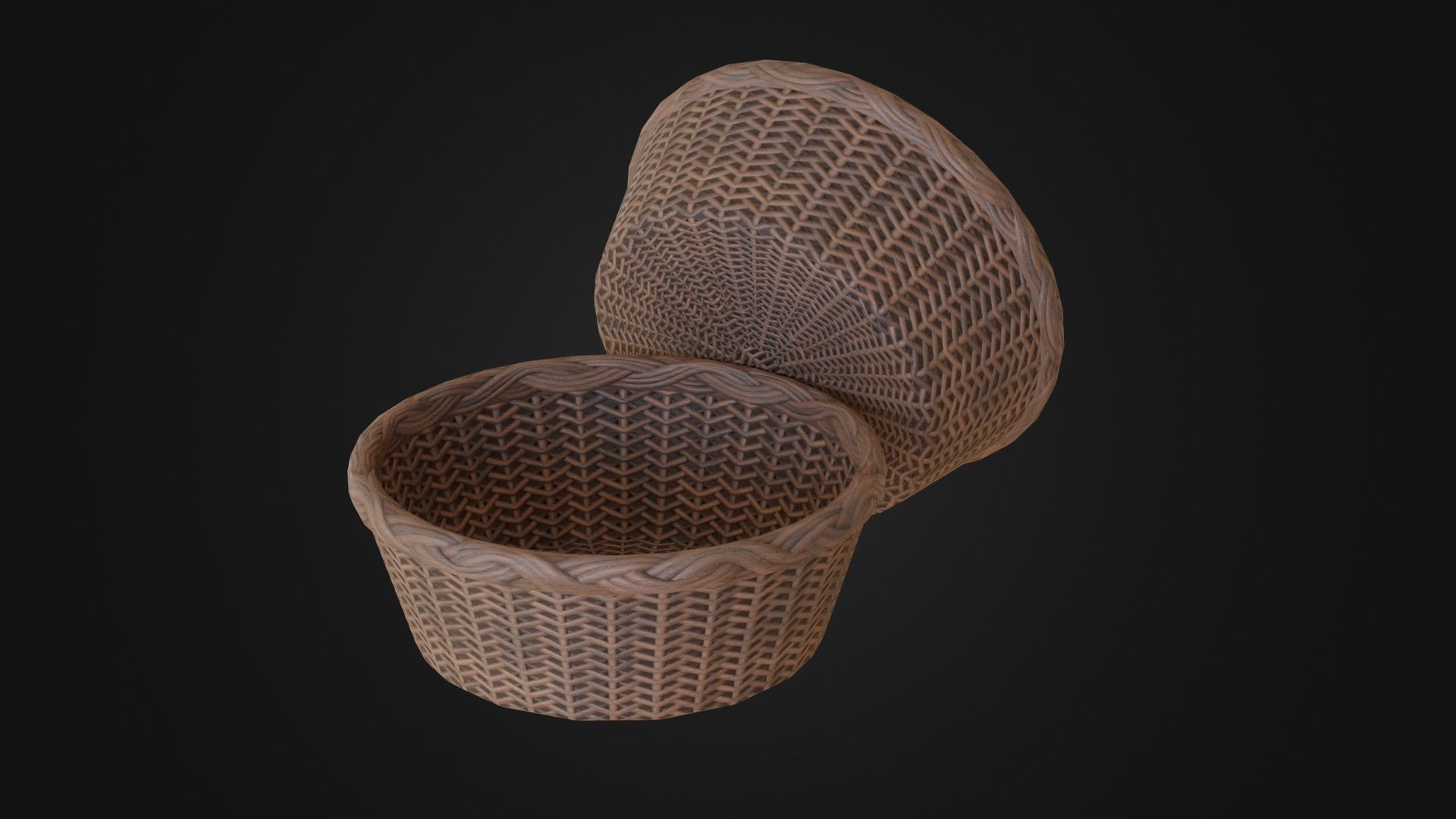 Wicker woven basket Low-poly 3D model_26
