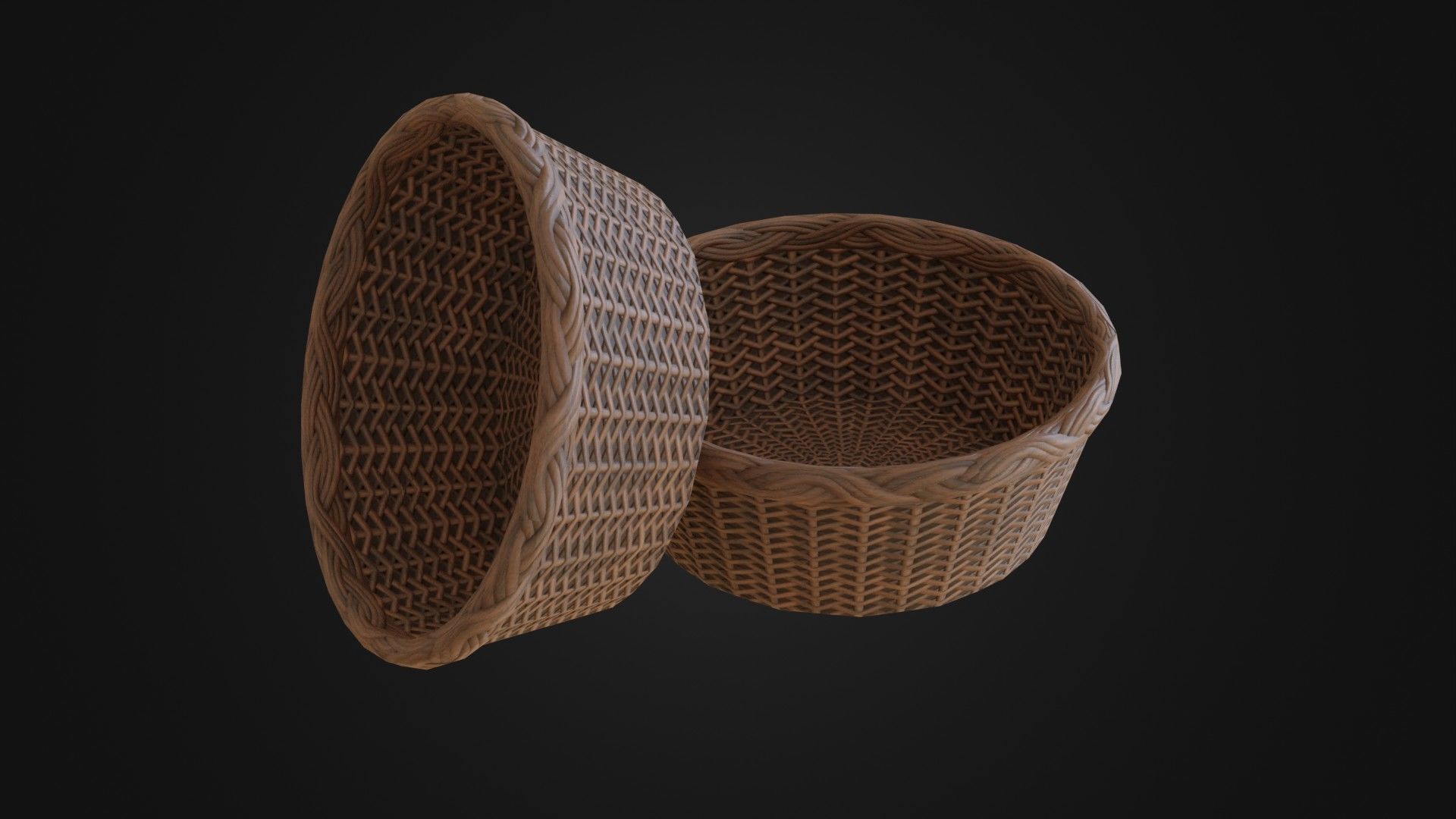 Wicker woven basket Low-poly 3D model_44