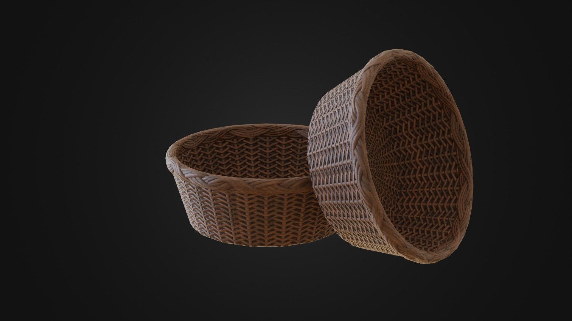 Wicker woven basket Low-poly 3D model_15